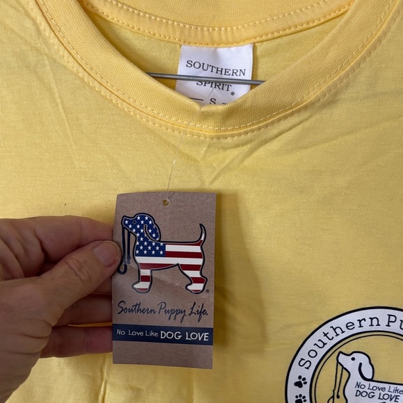 Southern Spirit Puppy Life Sunny Yellow Short Sleeve Tee Generous Size Sm NWT - Picture 5 of 14